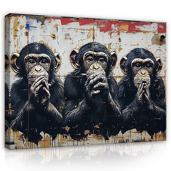 Wallarena Leinwandbild Drei Affen Banksy Abstrakt günstig online kaufen