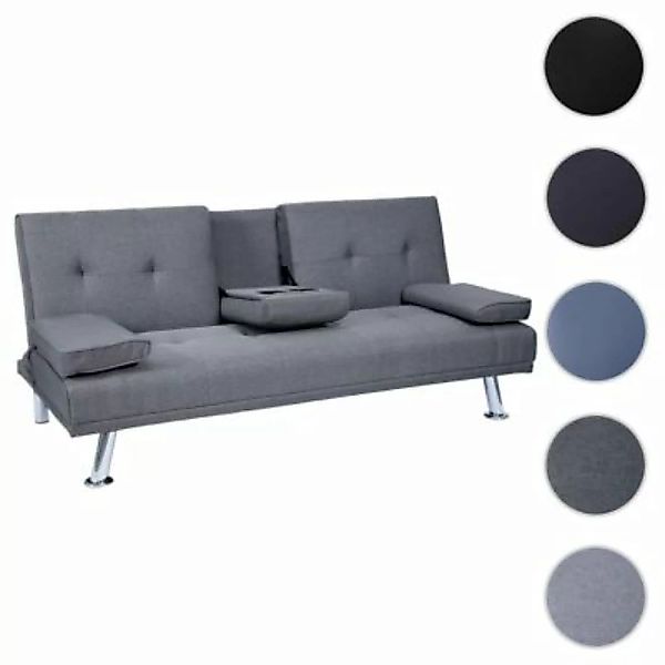 HWC Mendler 3er-Sofa mit Tassenhalter, verstellbar, Stoff/Textil grau günstig online kaufen
