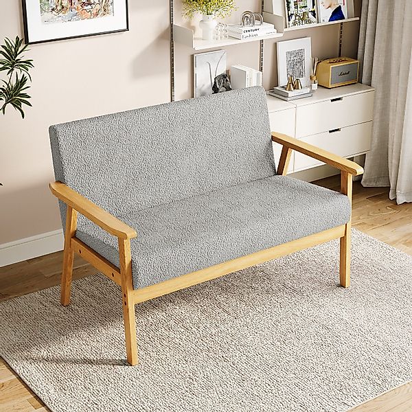 YOLEO 2-Sitzer Stoffsofa Couch mit Holz günstig online kaufen