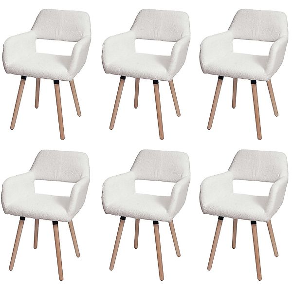 MCW Esszimmerstuhl A50 II 6er-Set Creme Stoff/Textil Boucle 450g/m² günstig online kaufen