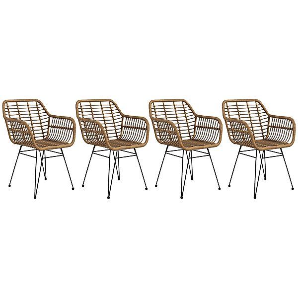 HOMCOM Esszimmerstühle 4er Set Essstuhl mit Rückenlehne Küchenstühle mit Ra günstig online kaufen