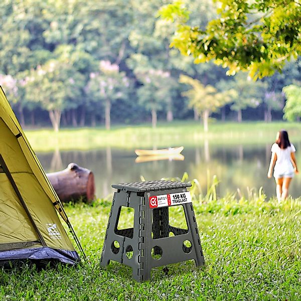relaxdays Campinghocker Klapphocker faltbar XL hellgrau günstig online kaufen