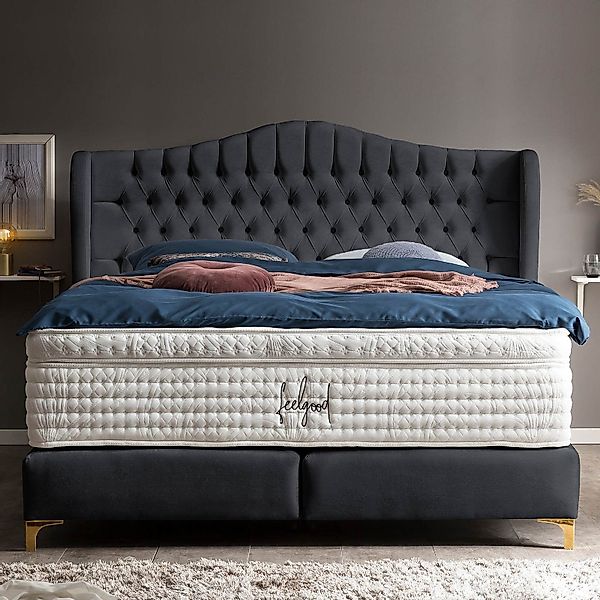 BettCo Boxspringbett Maison (in Schwarz Samt, günstig online kaufen