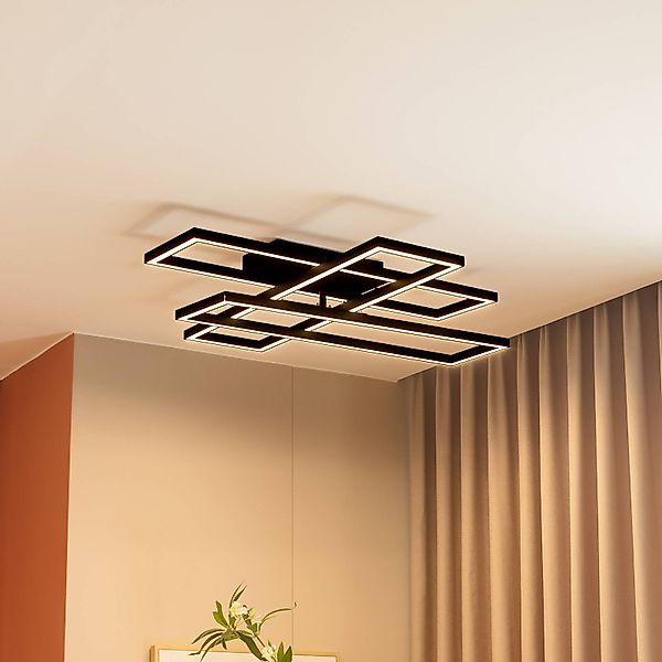 Lucande LED-Deckenlampe Tjado, 94 cm lang, schwarz, Metall günstig online kaufen