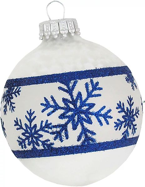 Krebs Glas Lauscha Weihnachtsbaumkugel »Schneeflockenband«, (Set, 4 St.) günstig online kaufen