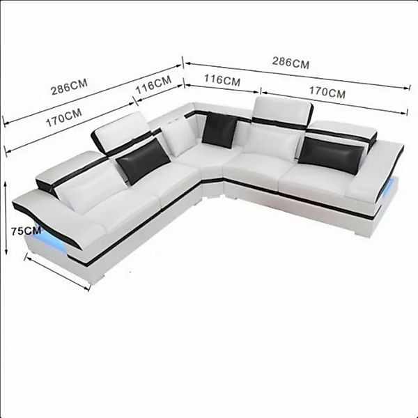 JVmoebel Ecksofa, Design Ecke Ecksofa L-form Modern Sofas Ledersofa Couch günstig online kaufen