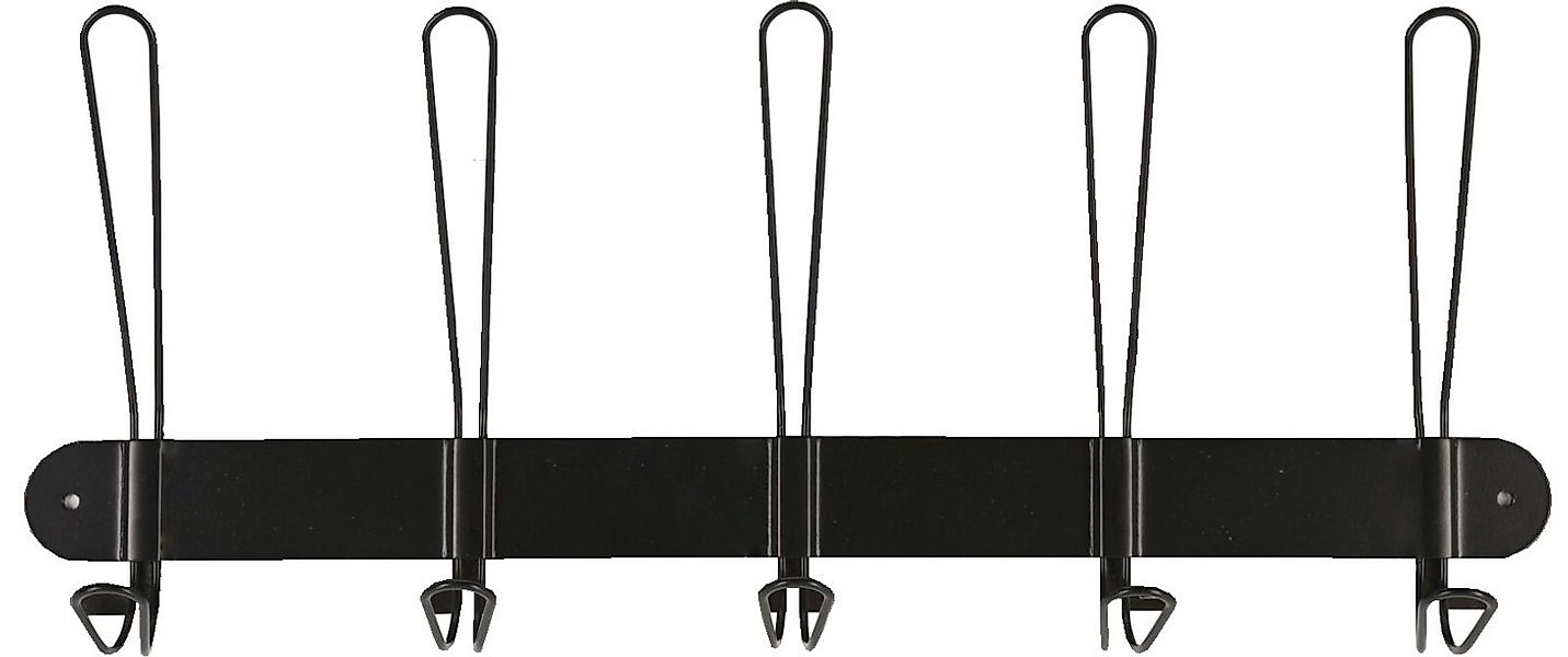Koopman Garderobenleiste Hakenleiste Kleiderhaken 48x19 cm Schwarz Metall 5 günstig online kaufen