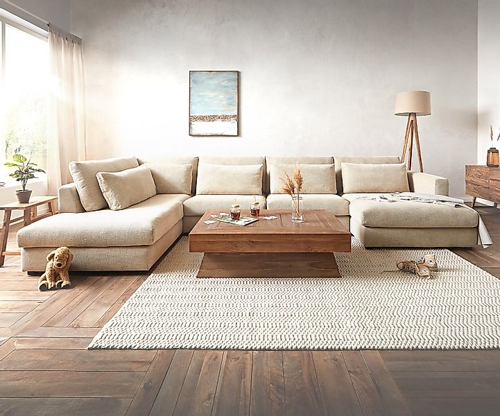 DELIFE Wohnlandschaft Isla, Chenille Beige 430x225 günstig online kaufen