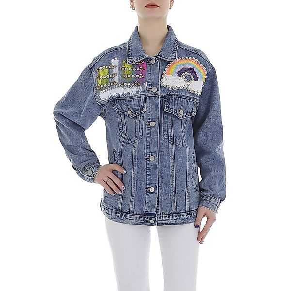 Ital-Design Jeansjacke Trendige Jeansjacke mit Applikationen günstig online kaufen