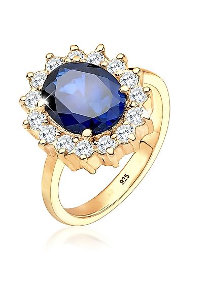 Elli Fingerring Cocktailring Zirkonia Synthetischer Saphir günstig online kaufen