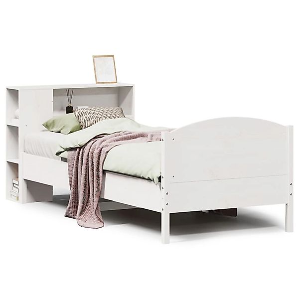 vidaXL Massivholzbett mit Regal ohne Matratze Weiß 75x190 cm Kiefer 3323090 günstig online kaufen