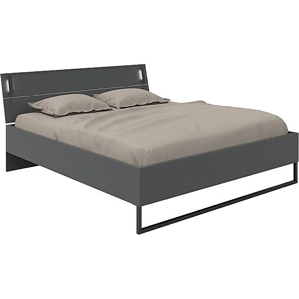 Futonbett inkl. Beleuchtung ca. 180x200 cm Graphit / Schwarz günstig online kaufen