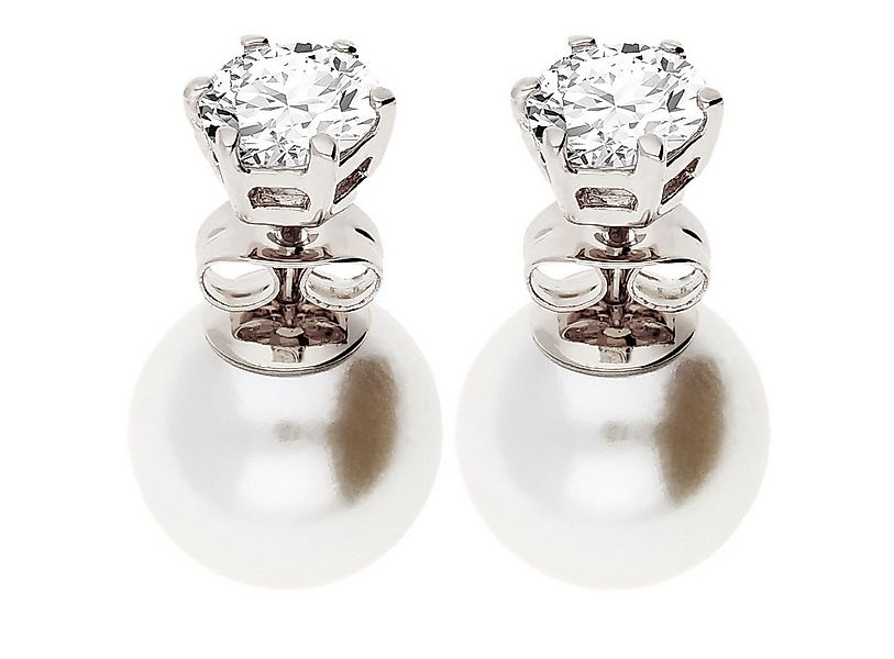 LÖB Paar Ohrstecker Silber Ohrringe Zirkonia Stein Doppel Zwei Perlen Perle günstig online kaufen