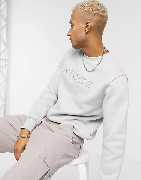 Nicce – Mercury – Sweatshirt mit Logostickerei in Steingrau günstig online kaufen