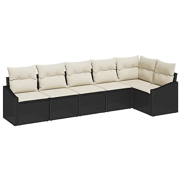 vidaXL Sofa Set mit Kissen 6-Tlg Schwarz und Creme Poly-Rattan 3355406 günstig online kaufen