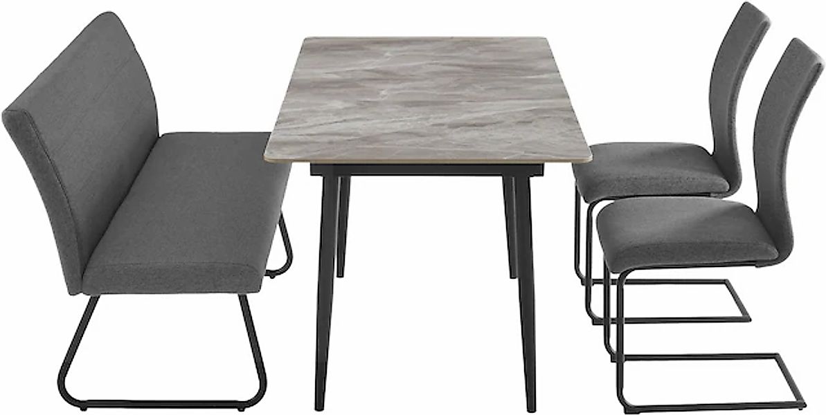 OTTO home Essgruppe »Stevian« Set, Ausziehbarer Esstisch + Bank + 2 Stühle, günstig online kaufen