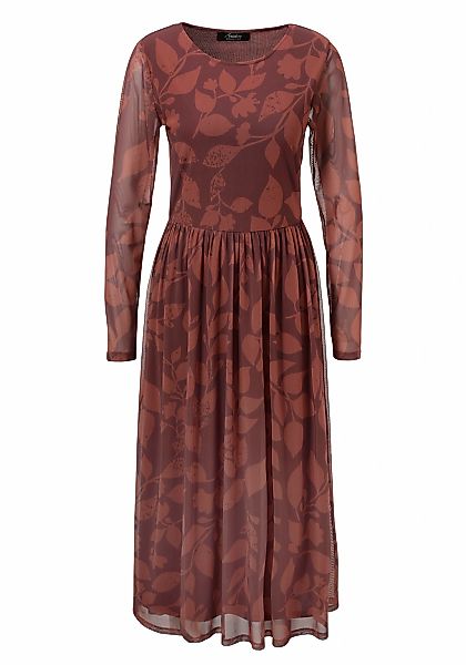 Aniston SELECTED Midikleid, mit floralem Blättermuster in warmen Brauntönen günstig online kaufen