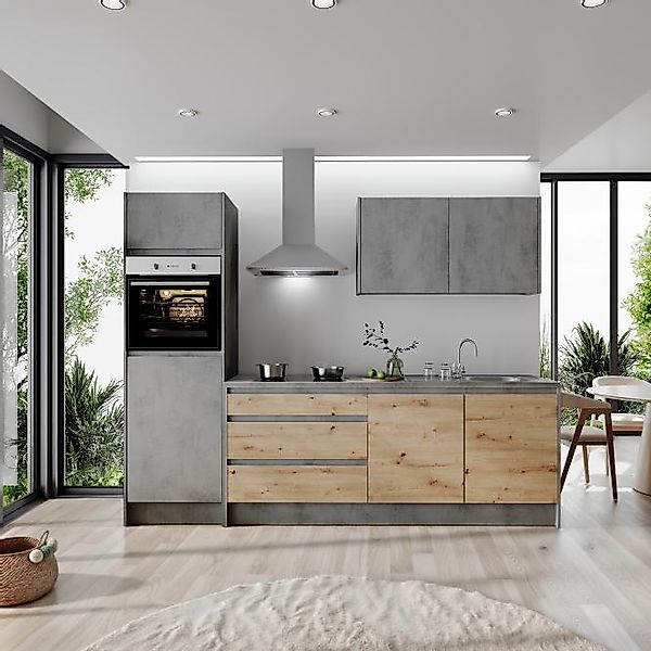 Küchenblock 273 cm inkl. Elektro-Set Troja von Bega Korpus Chromix Anthrazi günstig online kaufen