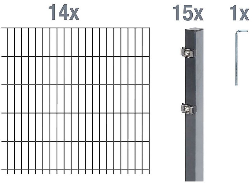 Alberts Doppelstabmattenzaun Grundset, (Set), Höhe: 80-160 günstig online kaufen