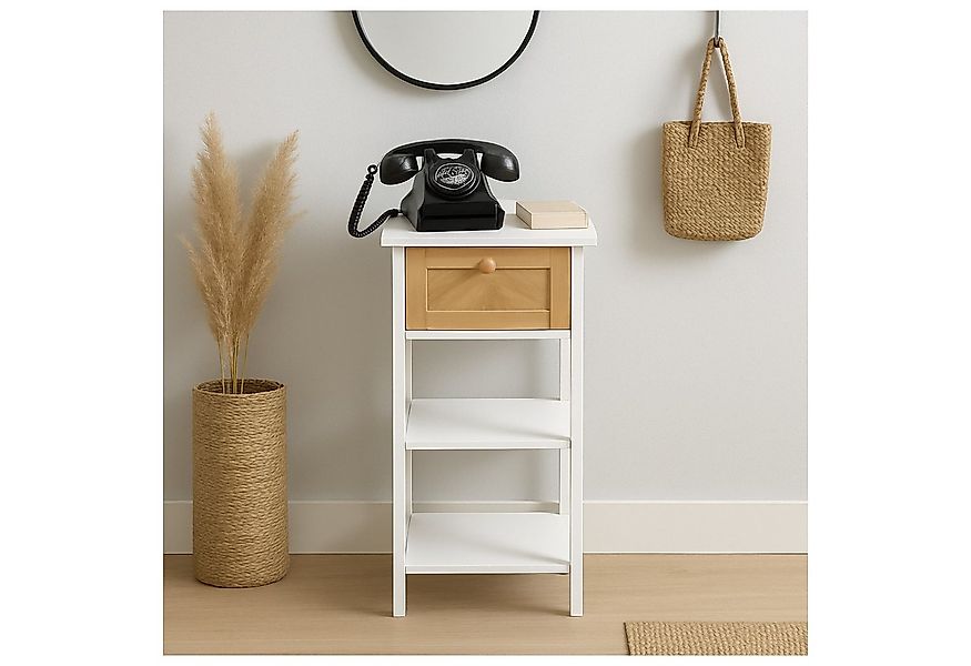 HTI-Living Telefontisch Beistelltisch Weiß mit Schublade in Holzoptik (Stüc günstig online kaufen