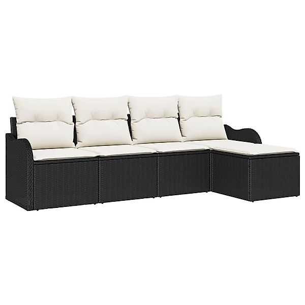 vidaXL Garten-Sofa-Set mit Kissen 5-Tlg Schwarz Poly Rattan 3345657 günstig online kaufen