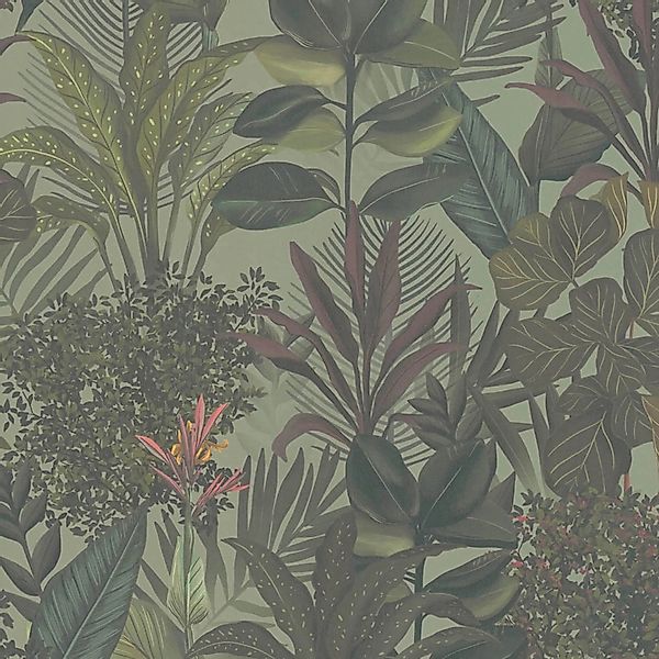 PROFHOME 394331-GU Blumen Tapete Dschungel Matt Grün Violett Oliv-Braun 0,5 günstig online kaufen