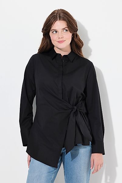 Ulla Popken Hemdbluse Bluse drapiert Hemdkragen günstig online kaufen