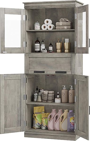 GarveeMore Hochschrank Badezimmerschrank mit 4 Türen, günstig online kaufen