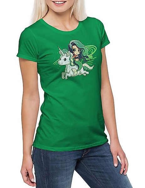 Urban Backwoods Print-Shirt Mermaid & Unicorn Damen T-Shirt Einhorn Regenbo günstig online kaufen