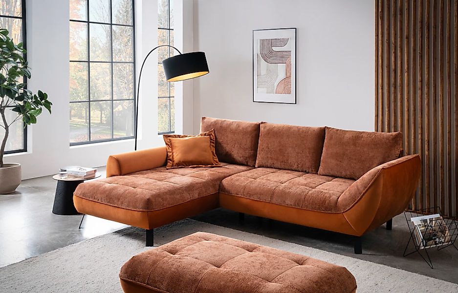 exxpo - sofa fashion Ecksofa "Bellinii, Materialmix, Strukturbezug und pfle günstig online kaufen