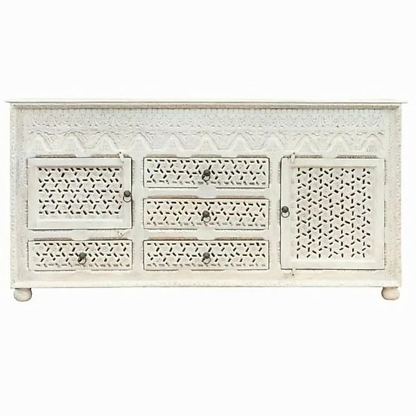 Oriental Galerie Unterschrank Weiß Whitewash Sideboard Tamani Indien 195cm günstig online kaufen