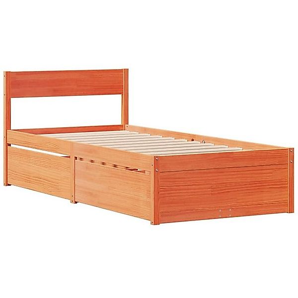 vidaXL Bett Massivholzbett ohne Matratze Wachsbraun 75x190 cm Kiefernholz günstig online kaufen