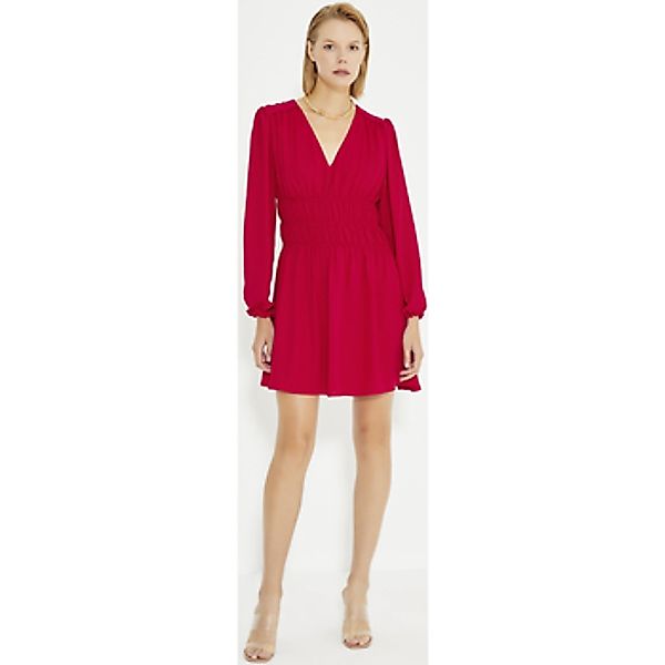 Just Like You  Kurze Kleider Rotes, langärmliges Kleid mit geraffter Taille günstig online kaufen