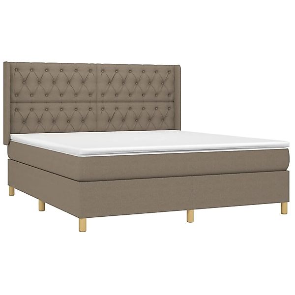 vidaXL Boxspringbett mit Matratze & LED Taupe 160x200 cm Stoff 3139129 günstig online kaufen