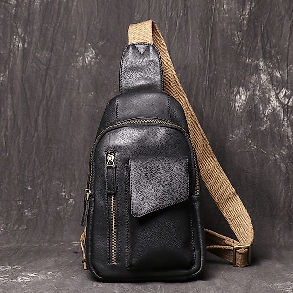 YUBRO-STUDIO Bauchtasche Herren Leder Sling Tasche günstig online kaufen