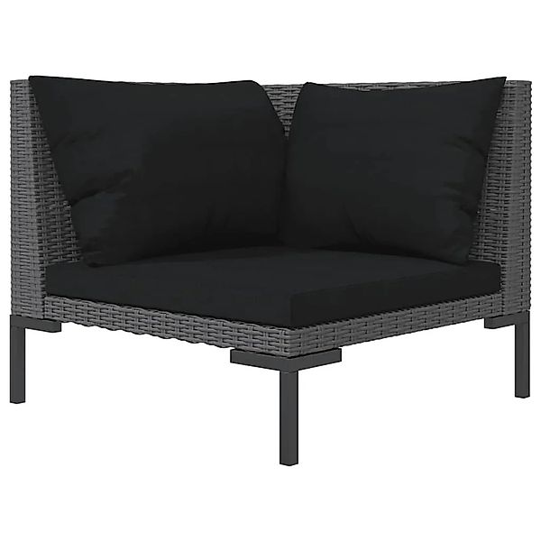 vidaXL Gartensofa mit Kissen Halbrundes Poly Rattan 318601 günstig online kaufen