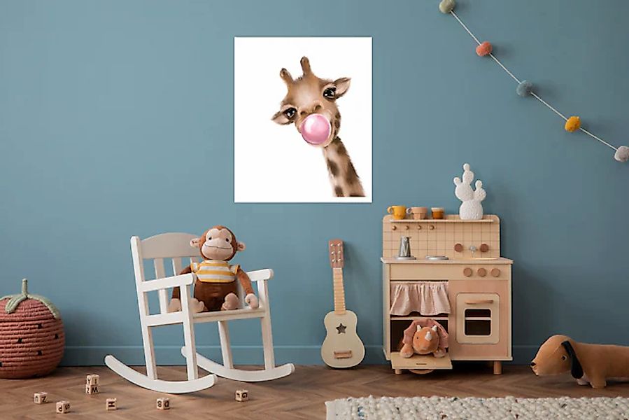 Lüttenhütt Bild mit Rahmen »oder Poster, Giraffe mit Kaugummi in Rosa« Fant günstig online kaufen