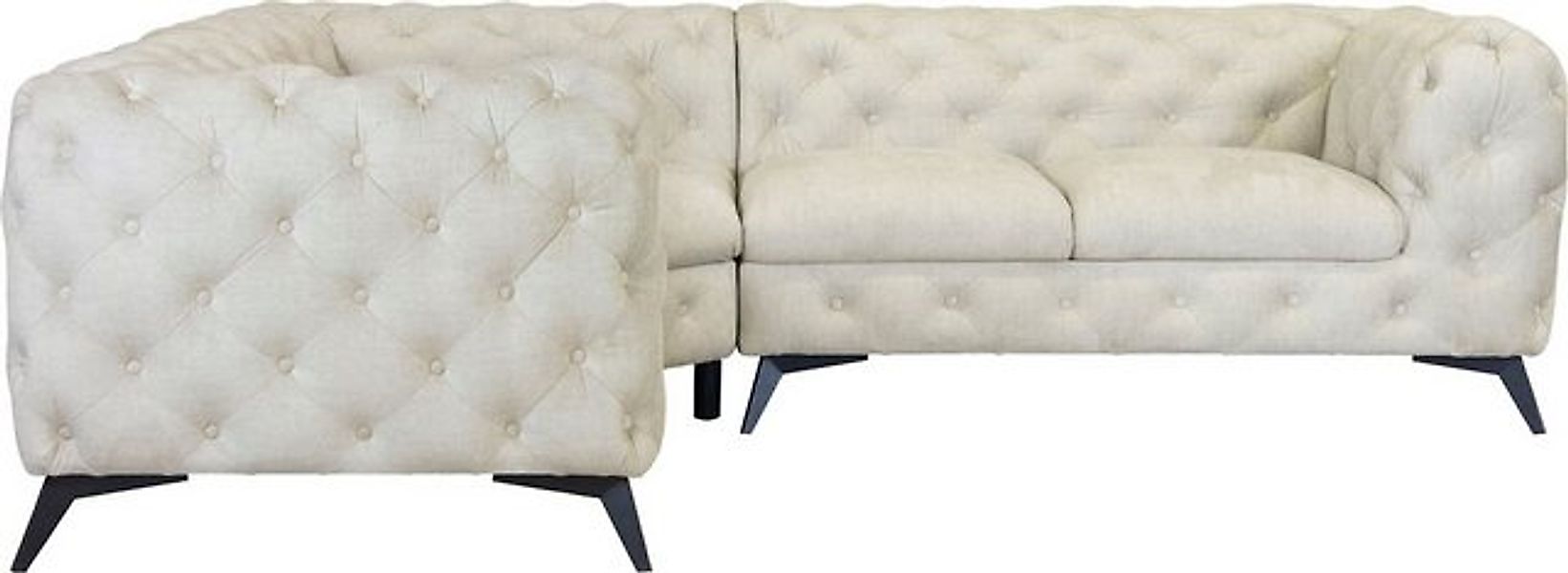 Leonique Chesterfield-Sofa "Ecksofa GLYNIS L-Form mit Wellenunterfederung, günstig online kaufen
