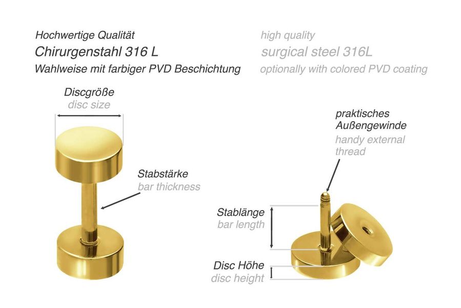 PIERCINGLINE Fake-Ear-Plug Chirurgenstahl Fake Plug (Fake günstig online kaufen