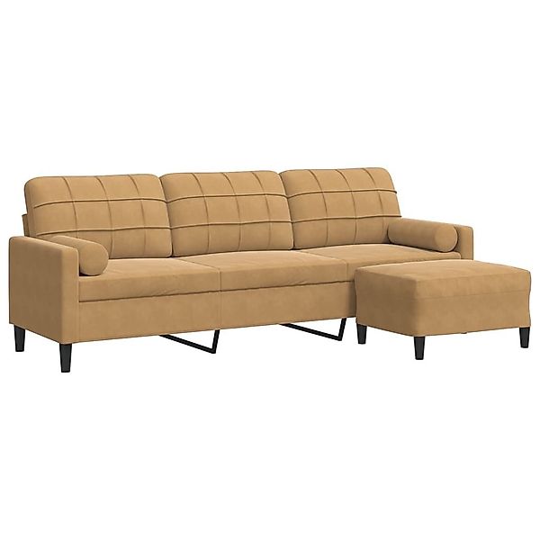 vidaXL Sofa 3-Sitzer-Sofa mit Hocker Braun günstig online kaufen