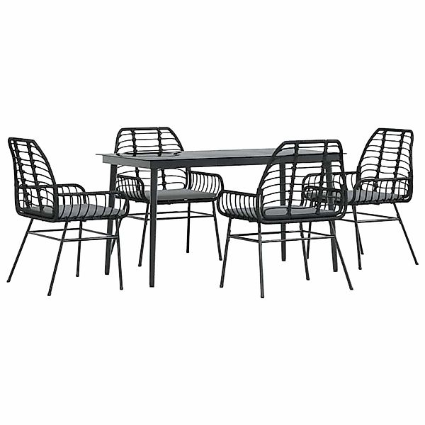 vidaXL 5-Tlg Garten-Essgruppe mit Kissen Schwarz Poly Rattan Glas 3334452 günstig online kaufen