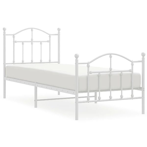 vidaXL Bettgestell Bettrahmen mit Kopf- und Fußteil Metall Weiß 90x200 cm B günstig online kaufen