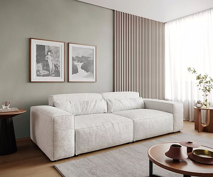 Big-Sofa Sirpio L 260x110 cm Bouclé Creme-Weiß günstig online kaufen