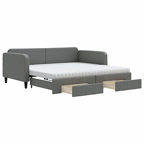 vidaXL Bettgestell, Tagesbett Ausziehbar mit Schubladen Dunkelgrau 100x200 günstig online kaufen