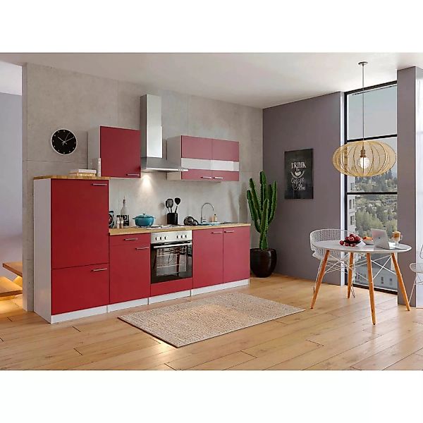 Respekta Küchenzeile ohne E-Geräte 270 cm Rot-Weiß günstig online kaufen