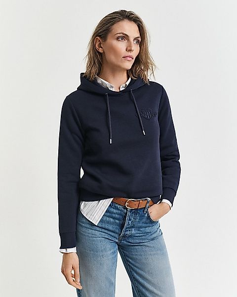 Gant Hoodie REG TONAL SHIELD HOODIE Ton in Ton Stickerei, Rippbündchen günstig online kaufen