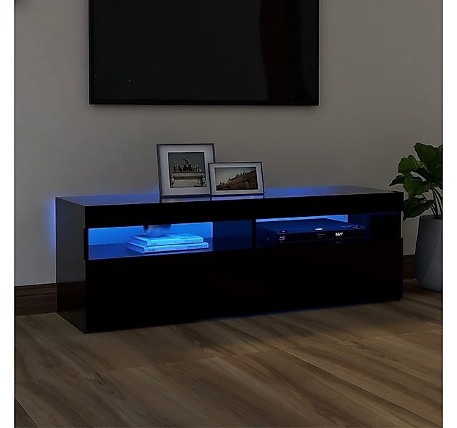 vidaXL TV-Schrank TV-Schrank mit LED Leuchten Schwarz 120x35x40 cm Lowboard günstig online kaufen