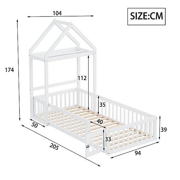 HAUSS SPOLE Kinderbett 90 x 200 mit Stauraum, Vollschutzgitter und Tür und günstig online kaufen