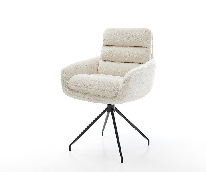 Esszimmerstuhl Abelia-Flex mit Armlehnen Teddystoff Beige Kreuzgestell koni günstig online kaufen