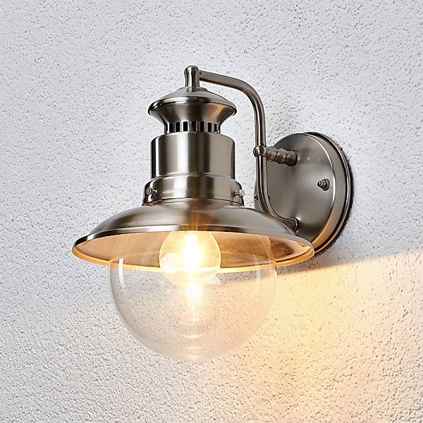 Lindby Außenwandleuchte Gwendolyn, grau, Edelstahl, 26cm günstig online kaufen